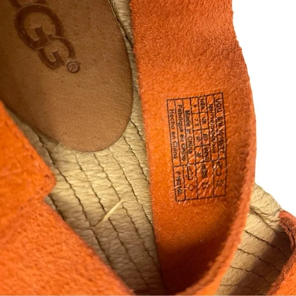 UGG Mila Suede Espadrille Sandals Orange Size 9 With Box - Picture 6 of 10
